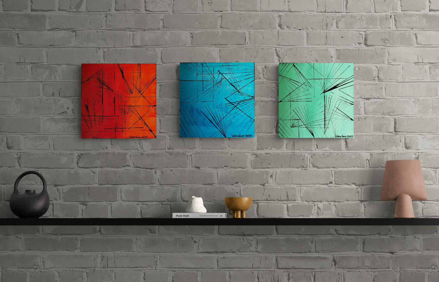 Geostring, Red, Blue, Green No 1 30x30cm