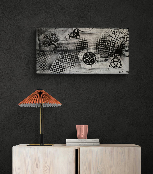 Vegvisir black and white 30x60cm