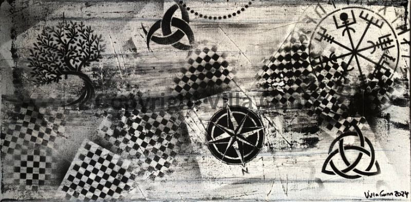 Vegvisir black and white 30x60cm