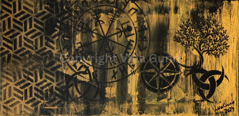 Vegvisir yellow 25x50cm